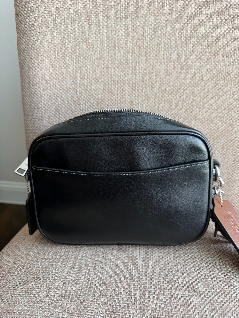 Coach Finlay Black Leather Double-Compartment Belt Bag with Removable Strap - Picture 2 of 5